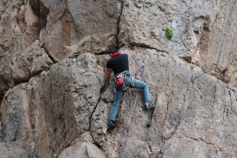 Rock Climber Crack Climbing