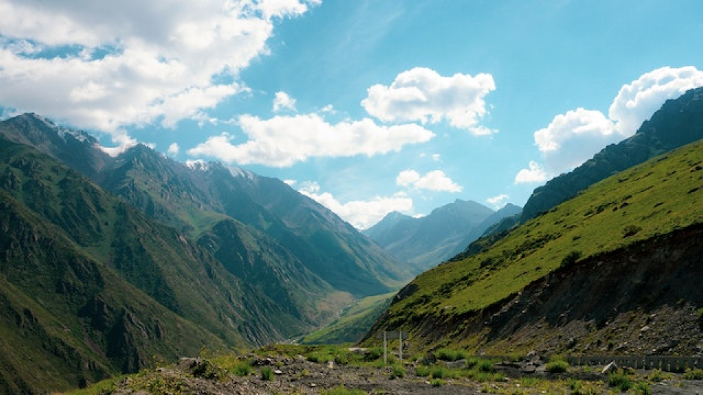 Green hills in Kyrgyzstan.