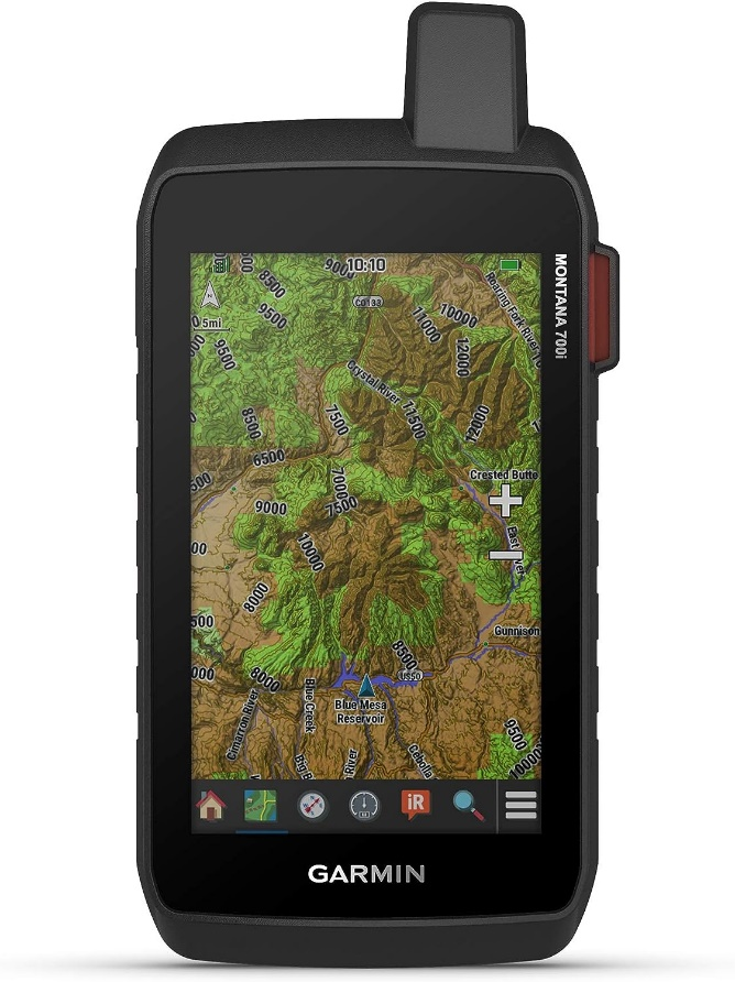 A garmin gps device with a map on it.