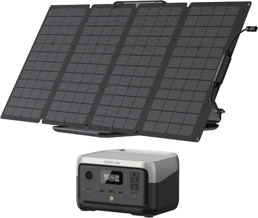 A solar panel with a battery and a charger.